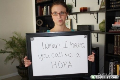 И тут я услышала, что ты меня назвал HOPA (довольно редкое слово, означающее вроде как  наполовину японка )