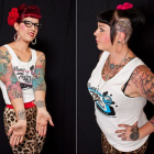 Фестиваль татуировок и модификаций тела в Сиднее. Мимси Глисон и Шантель Нолд из студии Mimsey's Trailer Trash Tattoo